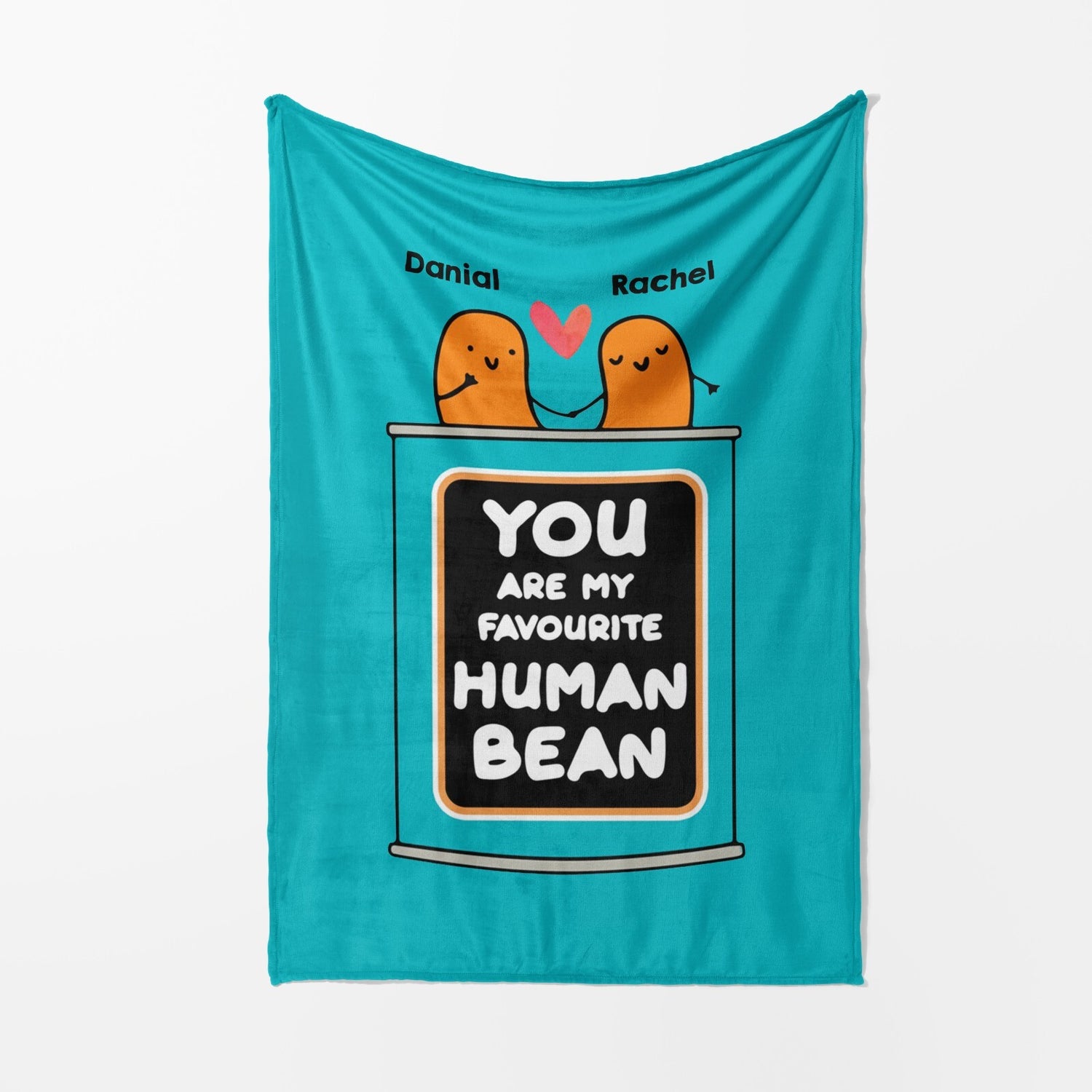 Personalised My Favourite Human Bean Name Novelty Soft Warm Fleece Blanket Decor