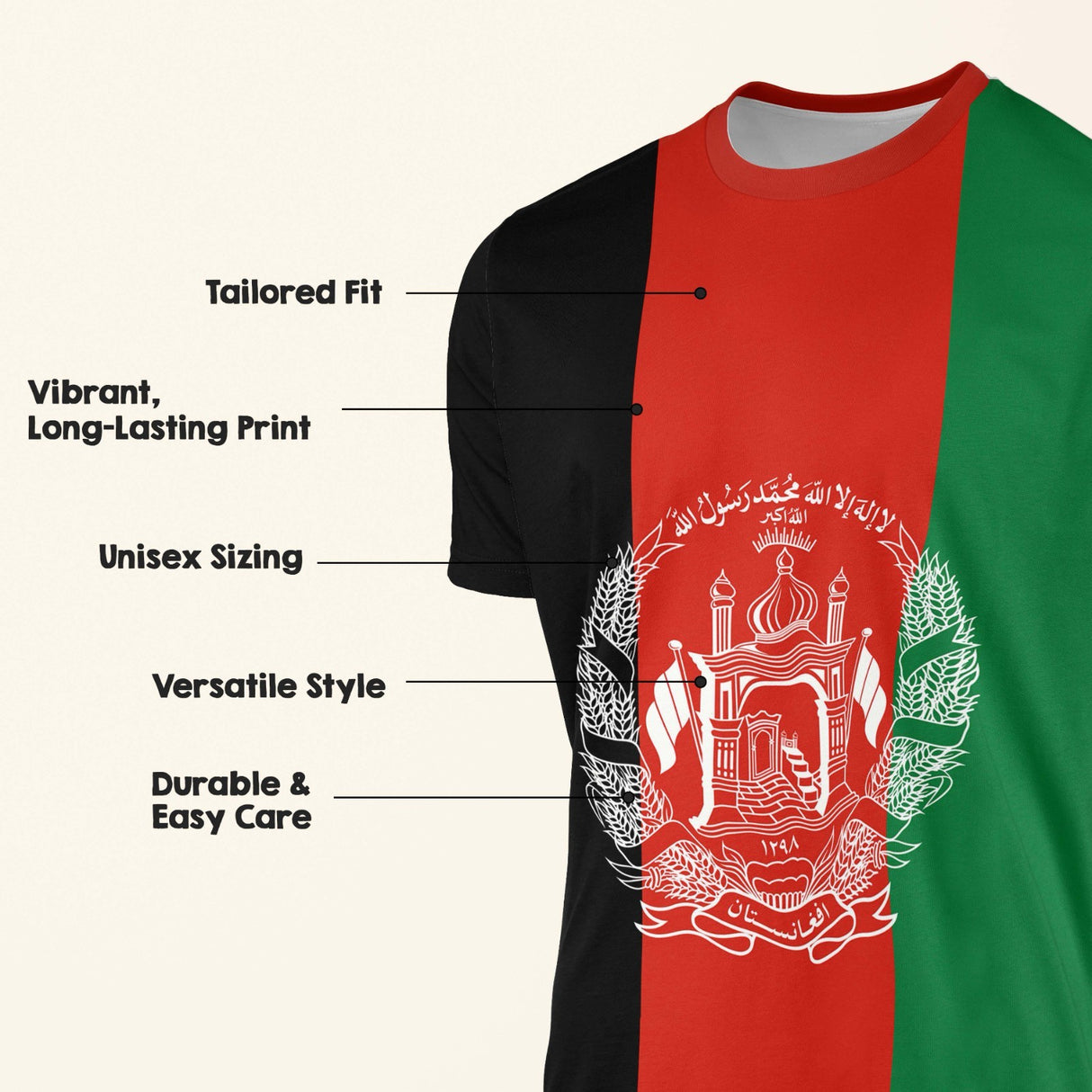 Afghanistan Flag Design Custom All-Over Printed Unisex T-Shirt Top Patriotic Tee