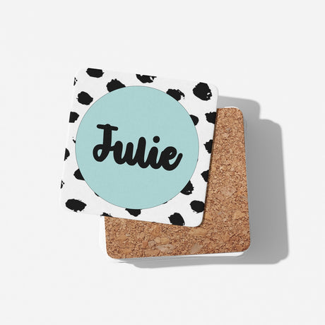 Polka Dot Custom Personalised Text Printed Coffee Tea Mug Coaster Gift Him Her