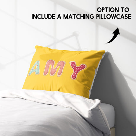 Personalised Any Name Cookie Alphabet Soft Single Size Novelty Bed Duvet Cover