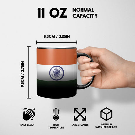 India Flag Design Tea Gift Heat Sensitive Magic Colour Changing Mug Novelty Cup