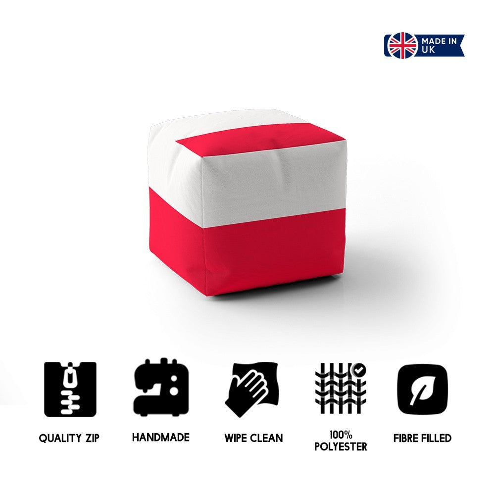 Poland Flag Polish Design Ottoman Filled Pouffe Footrest Washable Cover Custom