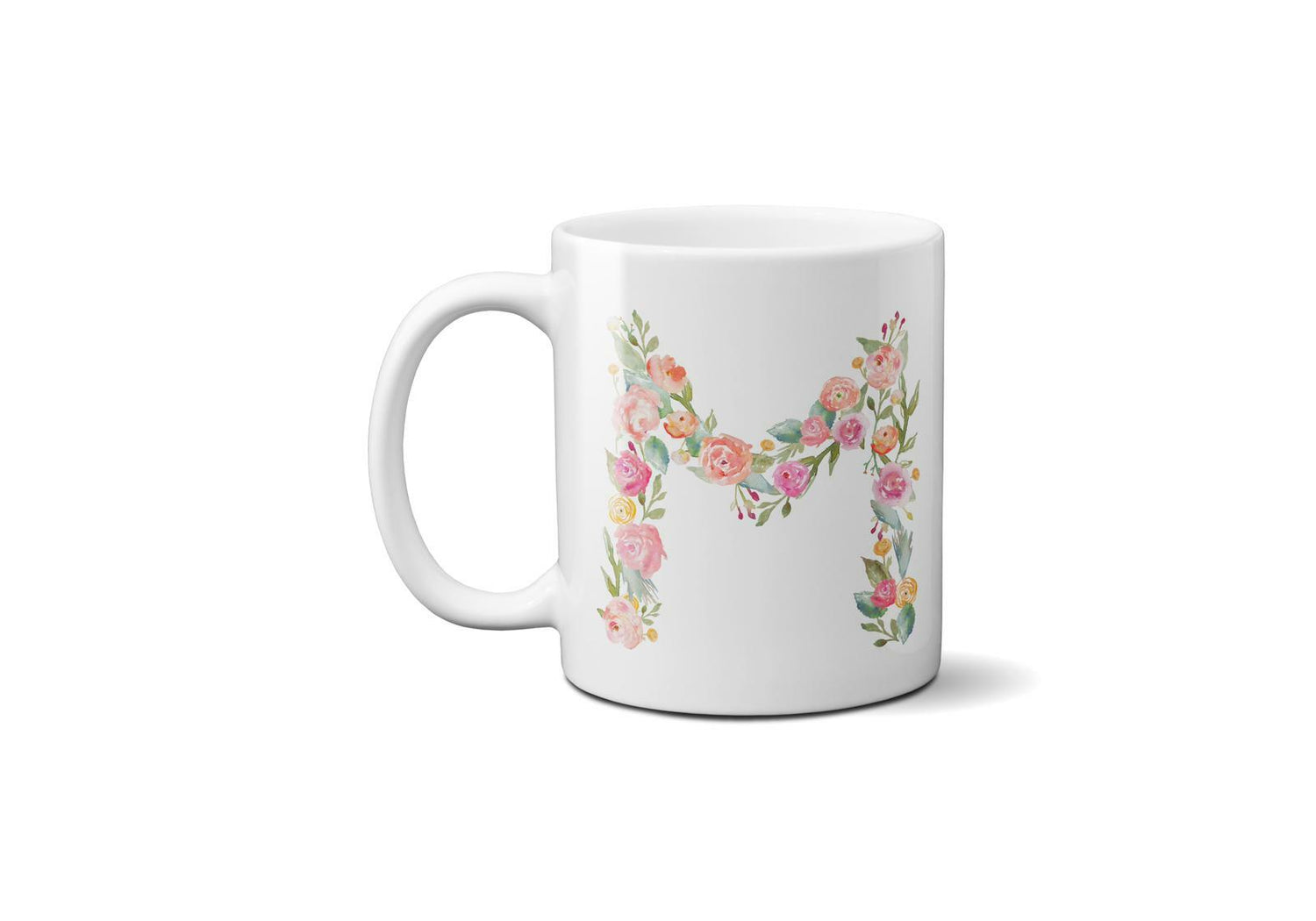 Personalised Alphabet Floral Name Initial Letter Coffee Mug Gift 11oz Ceramic