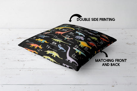 Dinosaur Alphabet Personalised Custom Colour Soft Square Filled Cushion Throw