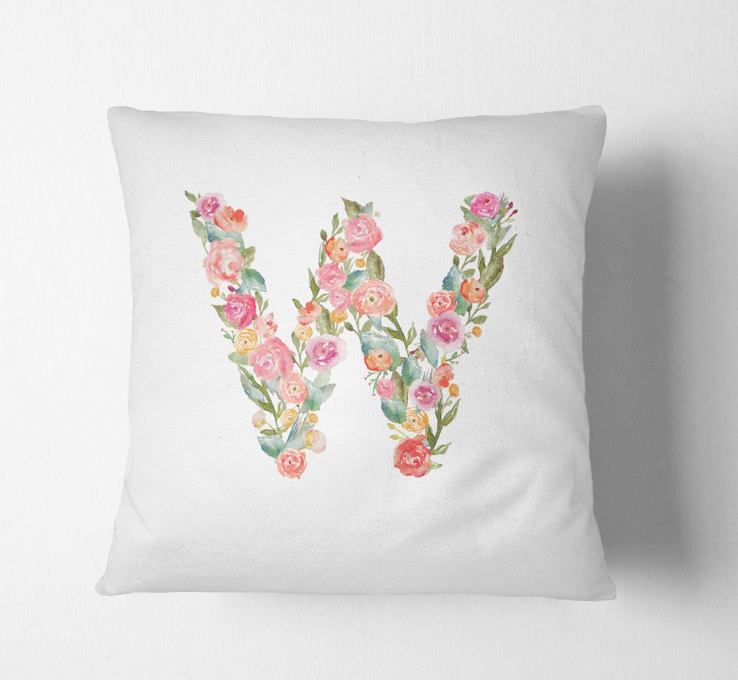 Personalised Alphabet Floral Name Initial Letter Cushion Pillow Case Insert Fill