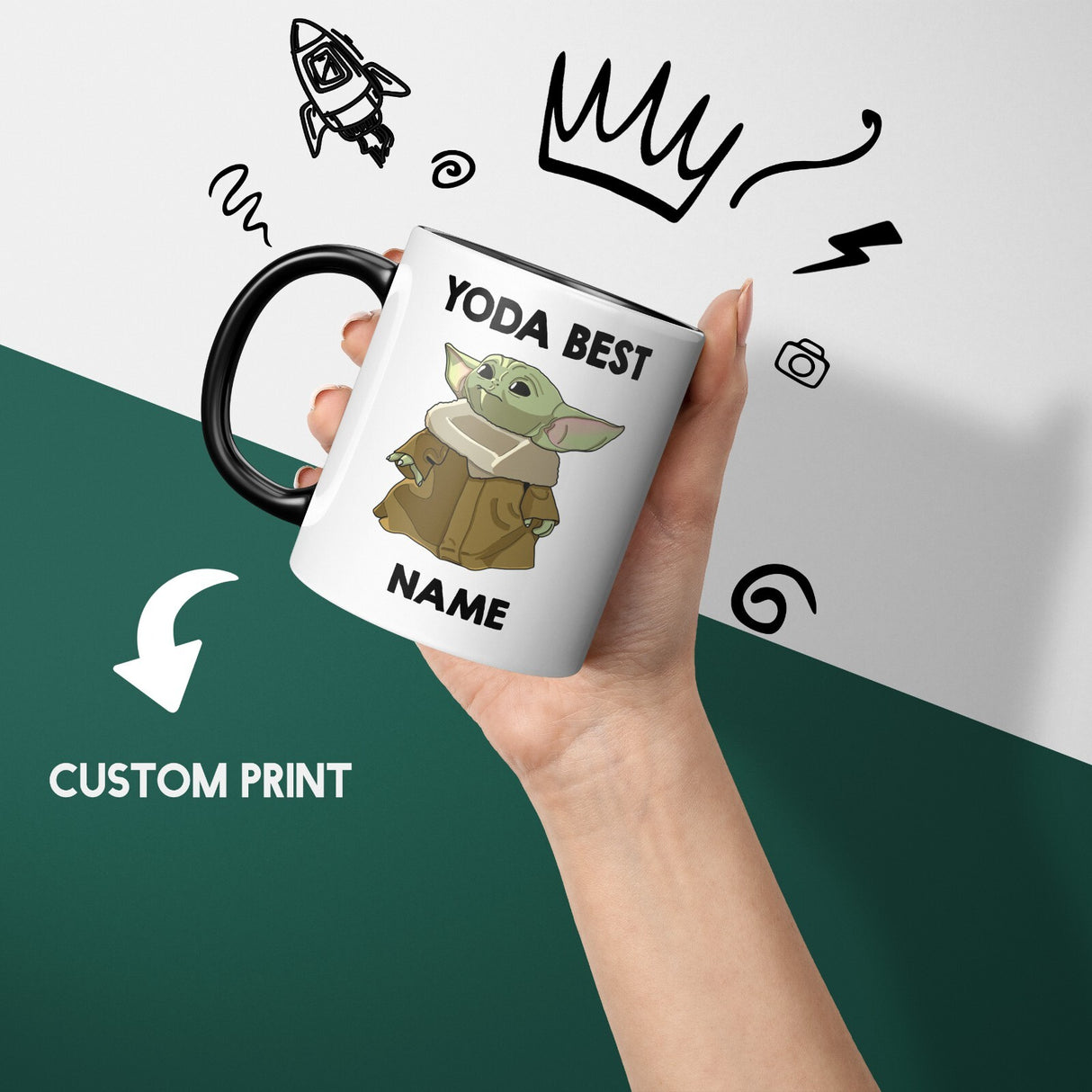 Yoda Best Star Wars Custom Name Heat Sensitive Magic Changing Mug Novelty Cup