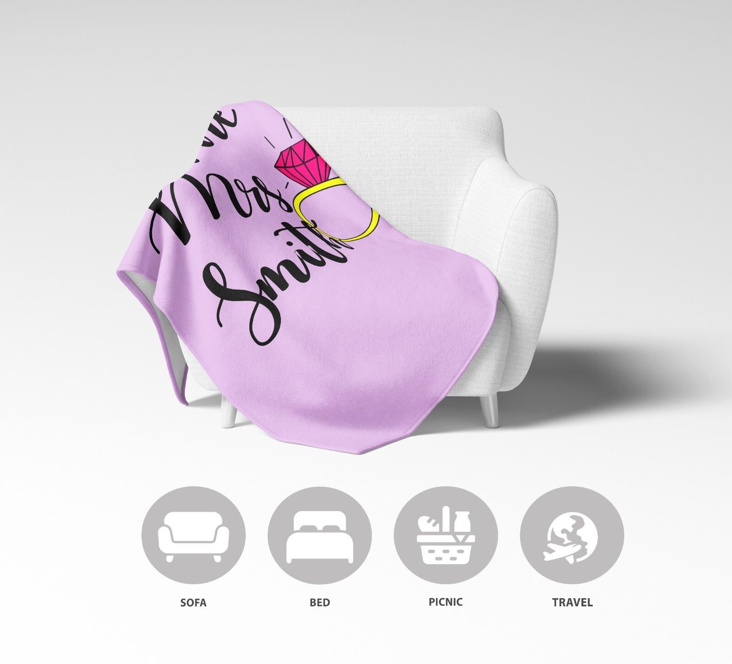 Future Mrs Fiancé Wife To Be Romantic Novelty Wedding Warm Fleece Blanket Decor