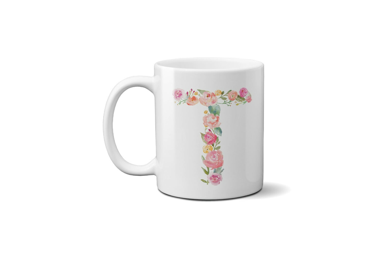 Personalised Alphabet Floral Name Initial Letter Coffee Mug Gift 11oz Ceramic