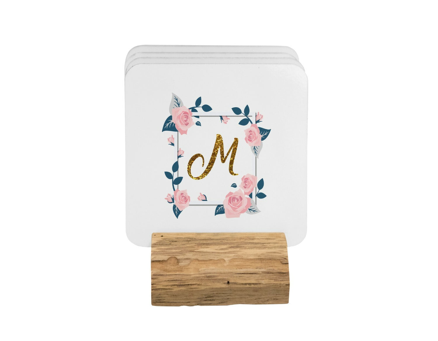 Personalised Name Floral Rose Pink Border Coffee Tea Mug Gift 11oz Mug + Coaster