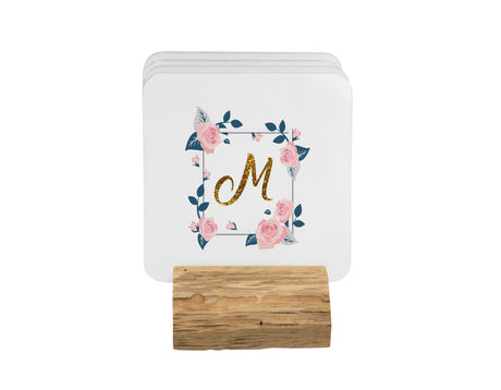 Personalised Name Floral Rose Pink Border Coffee Tea Mug Gift 11oz Mug + Coaster