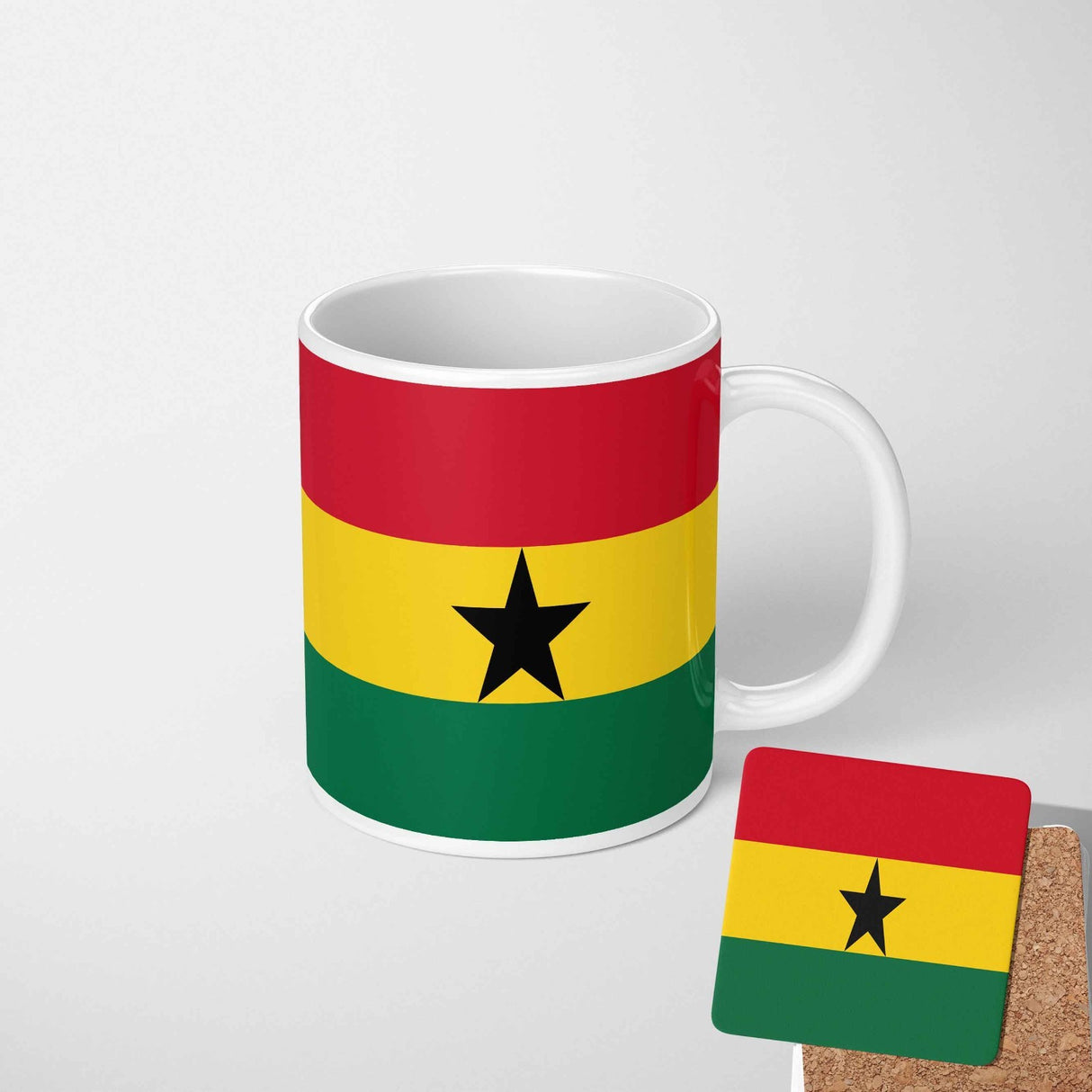 Ghana Flag Ghanaian Patriotic Coffee Tea Mug Cup Set Coaster Gift Him Her Custom
