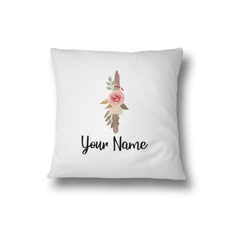 Personalised Floral Watercolour Hand Paint Effect Alphabet Floral Name Cushion