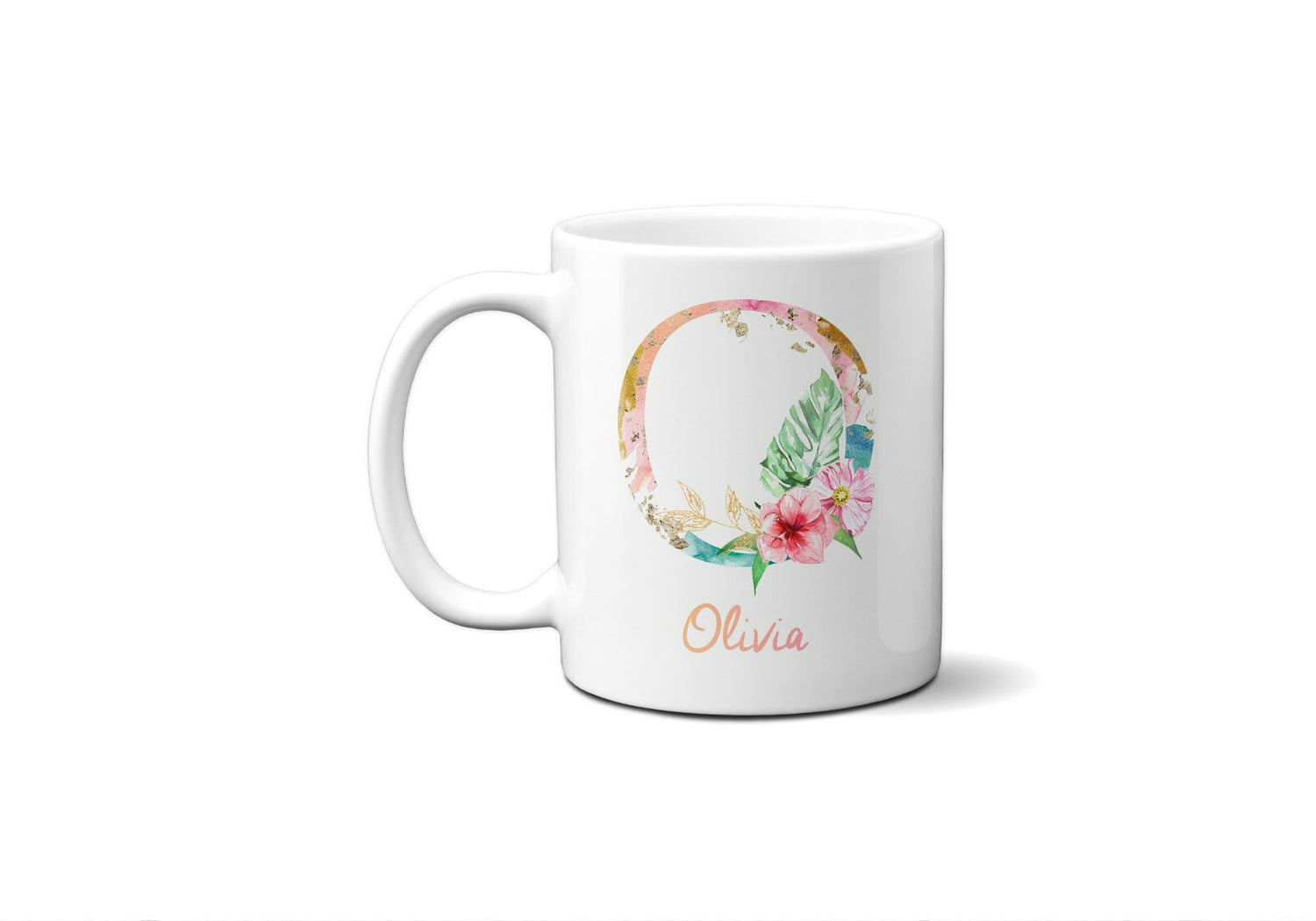 Tropical Alphabet Exotic Floral Name Initial Letter Coffee Mug Gift 11oz Ceramic