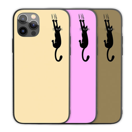 Black Cat Slipping Scratching Personalised Custom Cute Printed iPhone Black Case