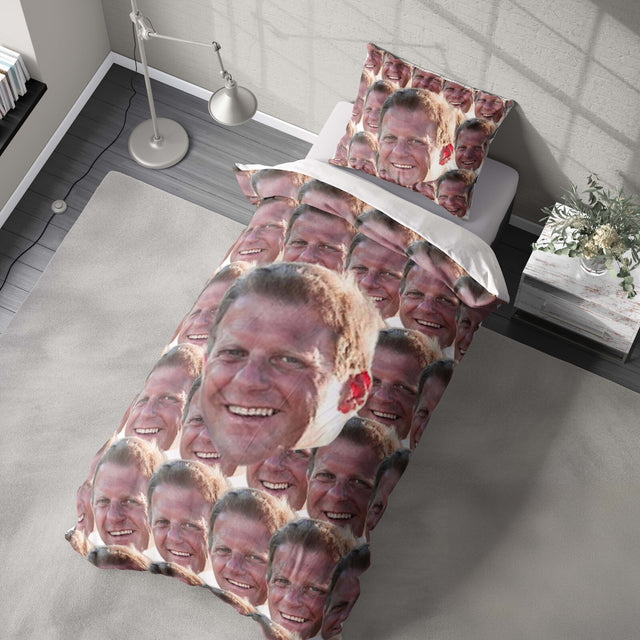 Funny Personalised Custom Photo Upload Collage Single Bed Duvet Cover+Pillowcase