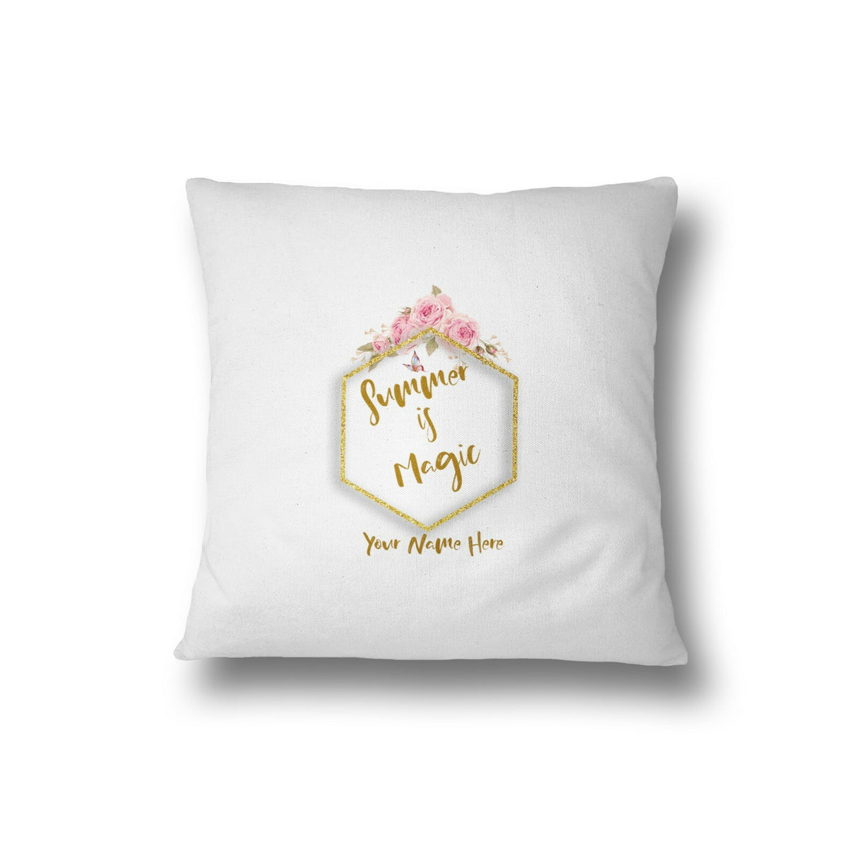 Summer is Magic Floral Frame Gold Filled Cushion Bedroom Decoration