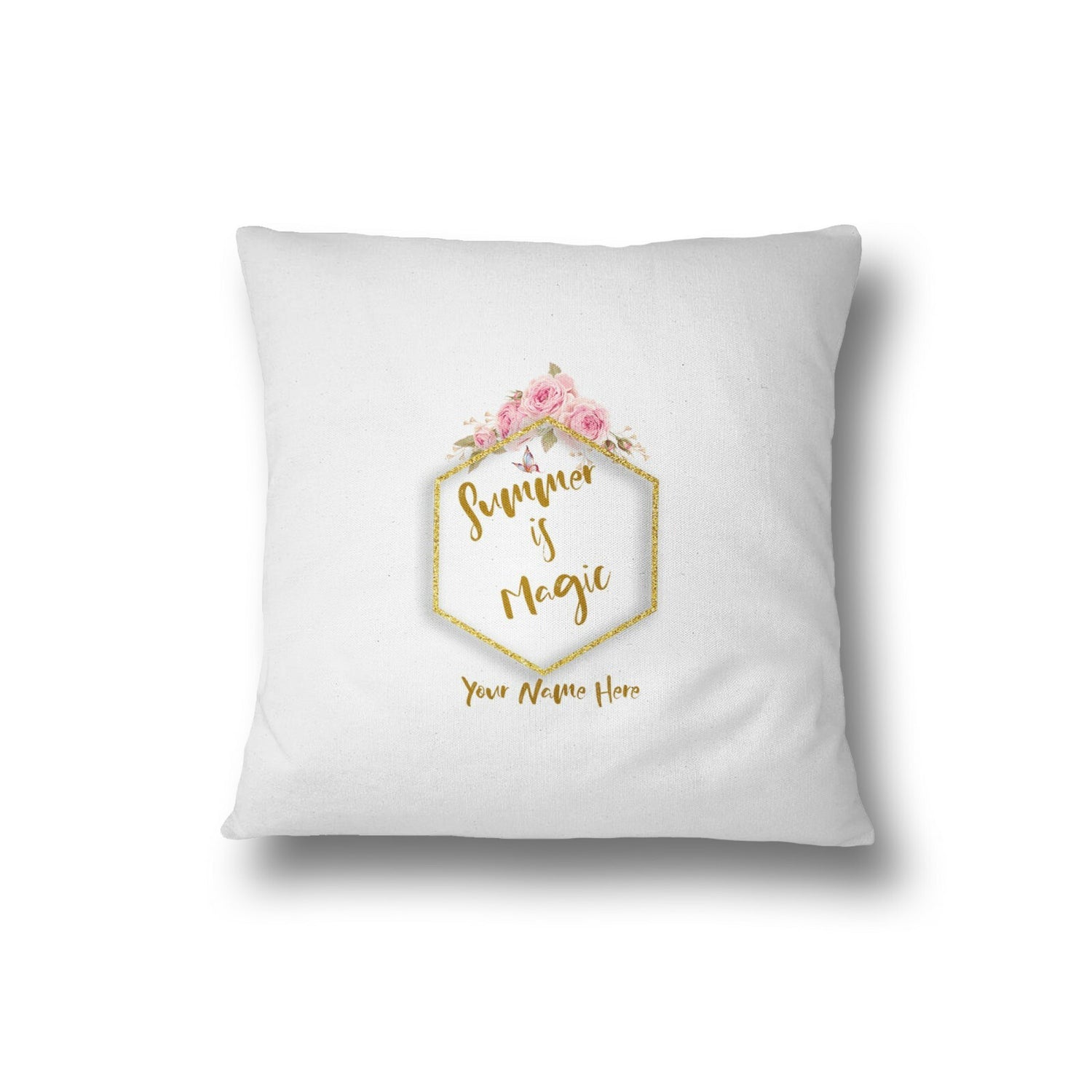 Summer is Magic Floral Frame Gold Filled Cushion Bedroom Decoration