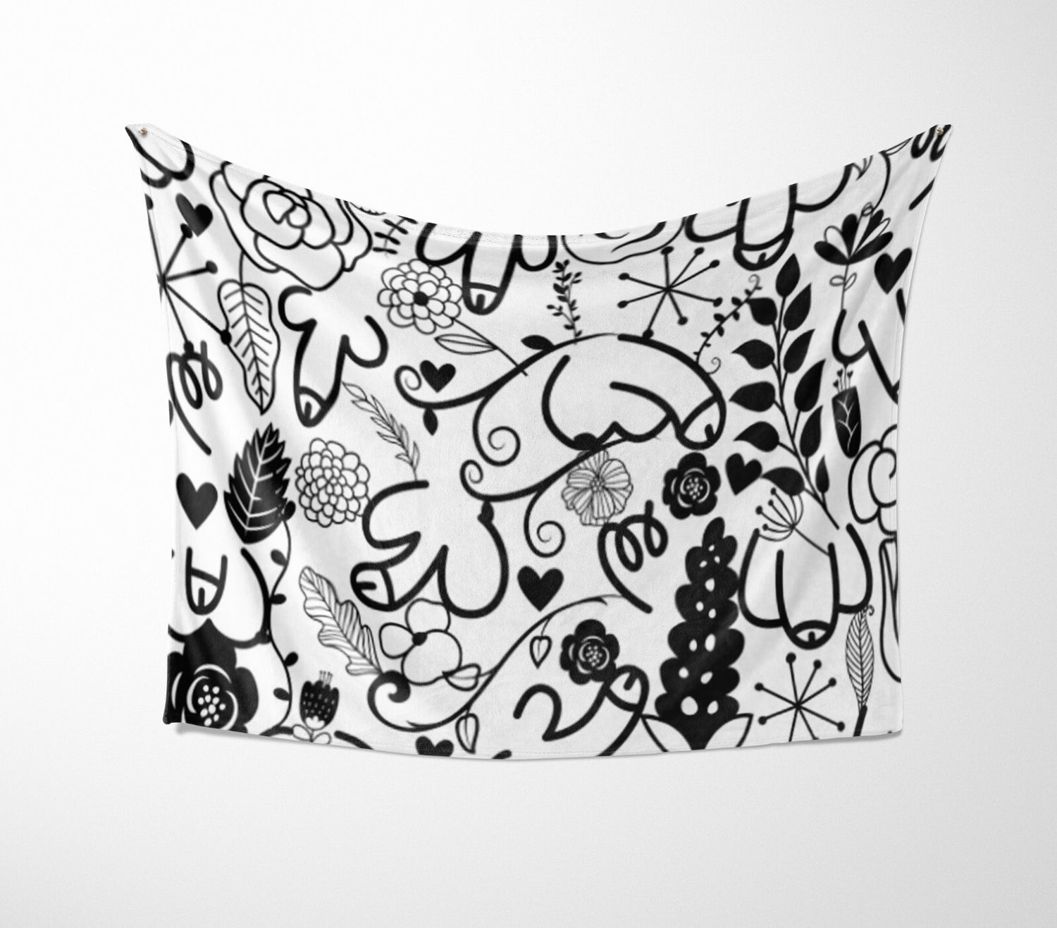 Floral Willy Pattern Rude Custom Colour Novelty Fleece Mink Blanket Throw Gift