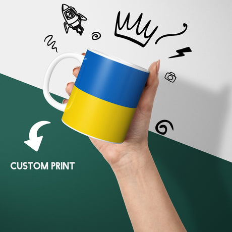 Ukraine Flag Design Patriotic Coffee Tea Mug Cup Set Coaster Gift Him Her Custom