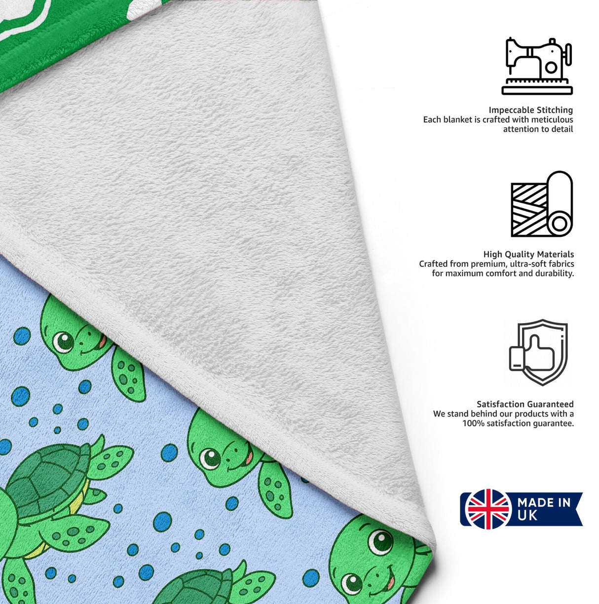 Personalised Custom Name Cartoon Baby Turtles Soft Fleece Blanket Decor Throw