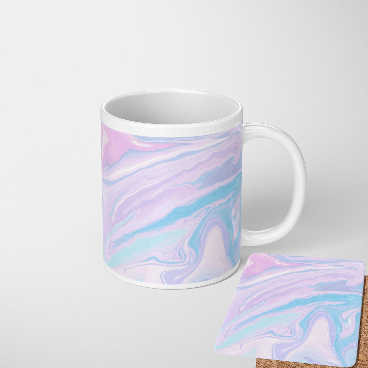 Liquid Marble Custom Design Coffee Tea Mug + Coaster Option Gift For Him Her