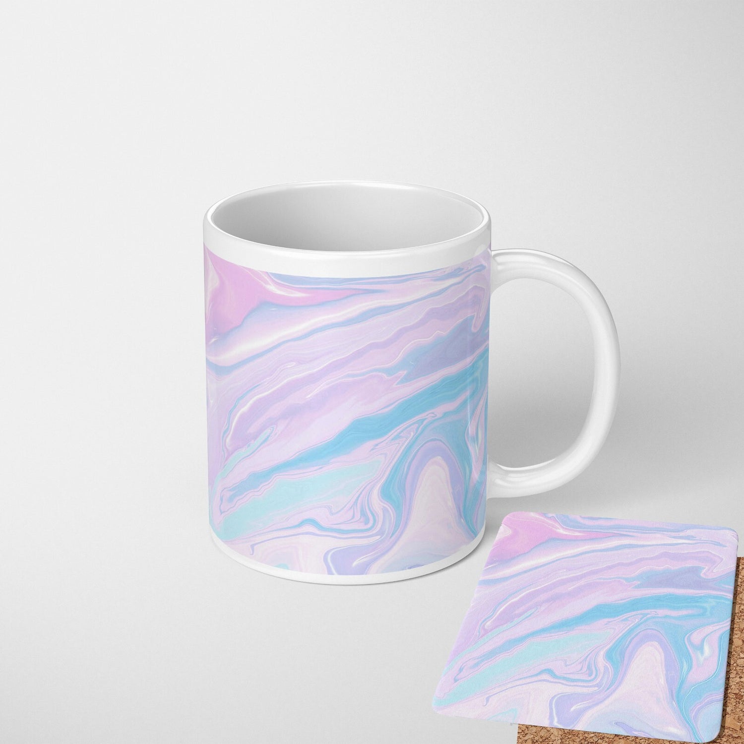 Liquid Marble Custom Design Coffee Tea Mug + Coaster Option Gift For Him Her
