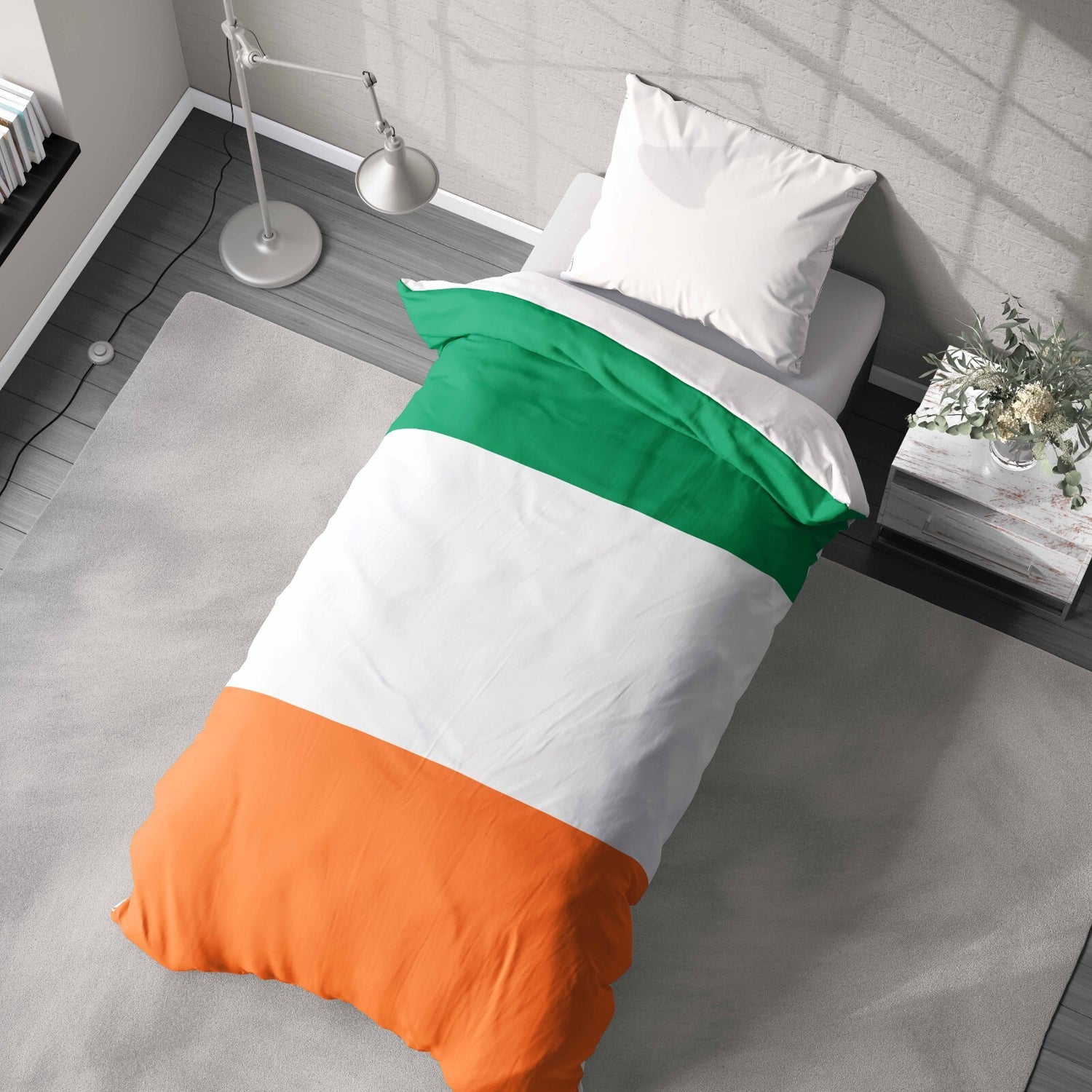 Ireland Flag Irish Tricolour Single Size Bed Duvet Cover Quilt + Pillowcase