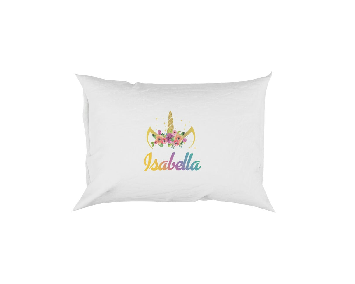 Personalised Name Unicorn Floral Soft Pillowcase Pillow Case Cover