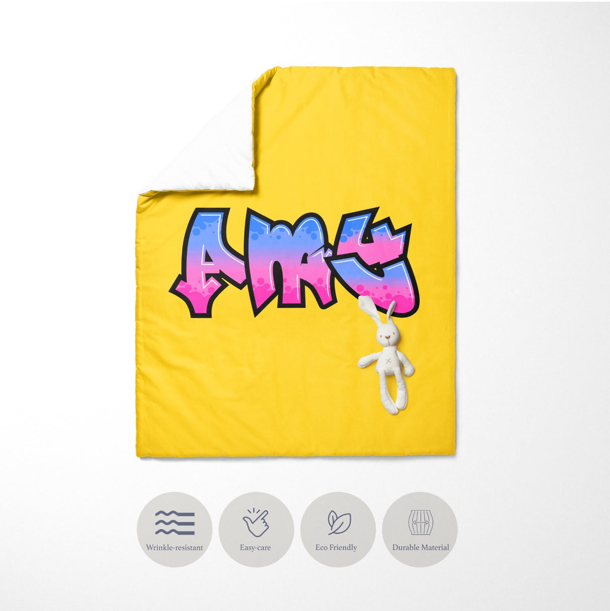 Personalised Name Urban Graffiti Font Kids Cot Bedding Duvet Cover + Pillowcase