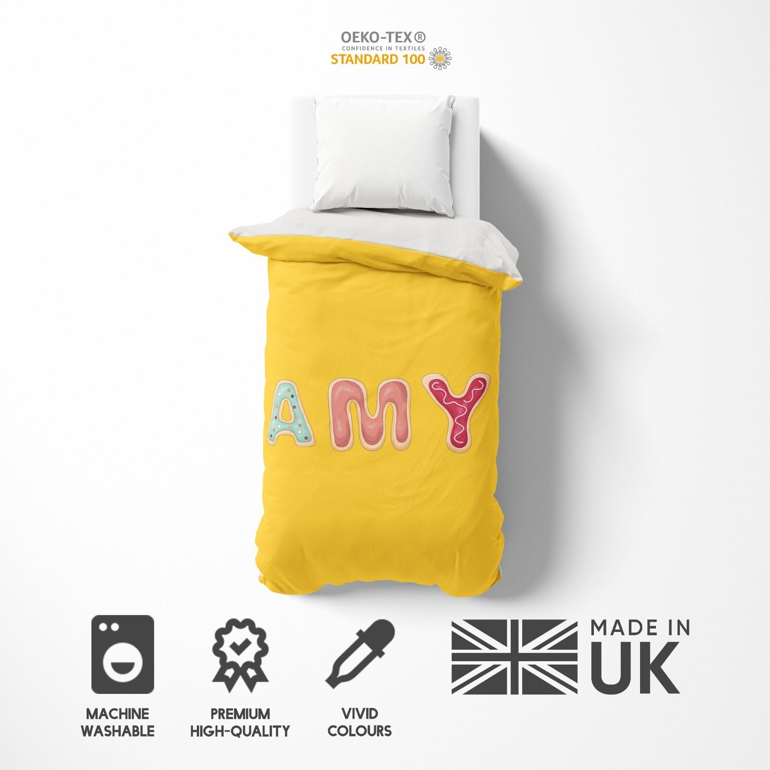 Personalised Any Name Cookie Alphabet Soft Single Size Novelty Bed Duvet Cover