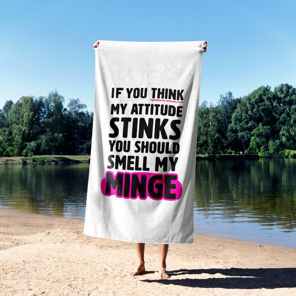 Your Attitude Stinks Rude Funny Custom Coloured Naughty Beach Bath Sheet Towel