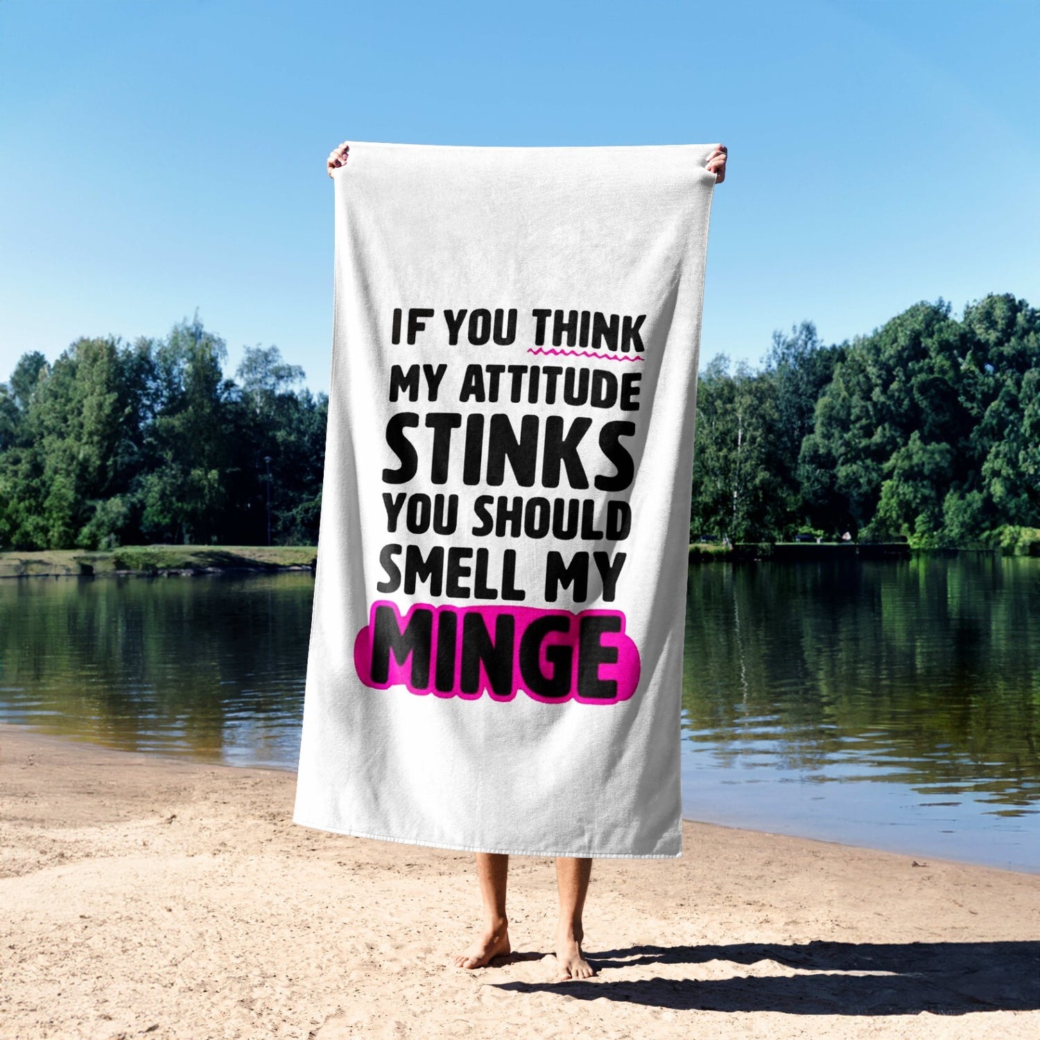 Your Attitude Stinks Rude Funny Custom Coloured Naughty Beach Bath Sheet Towel