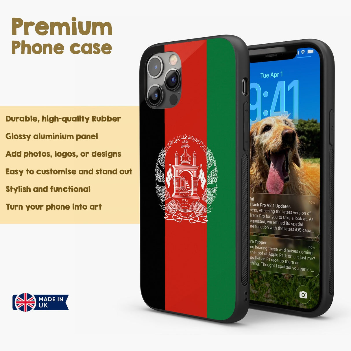 Afghanistan Flag Patriotic iPhone Case - Black TPU Cover Protector Custom Gift