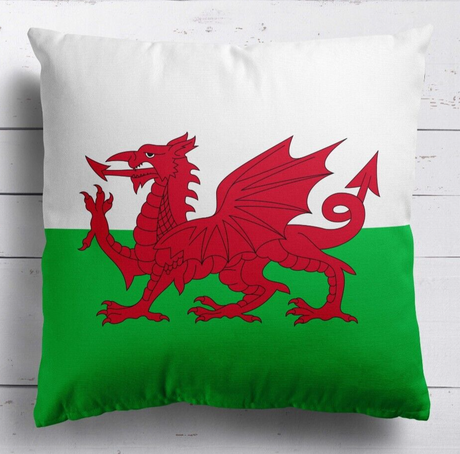 Wales Flag Welsh Dragon Soft Square Filled Cushion Decorative Throw Various Size