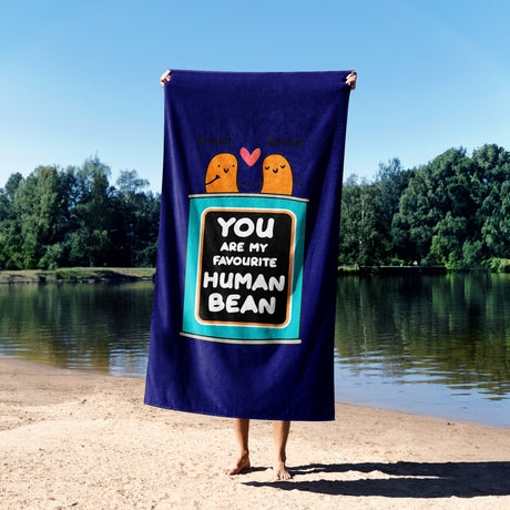 Personalised My Favourite Human Bean Name Cute Absorbent Beach Bath Sheet Towel