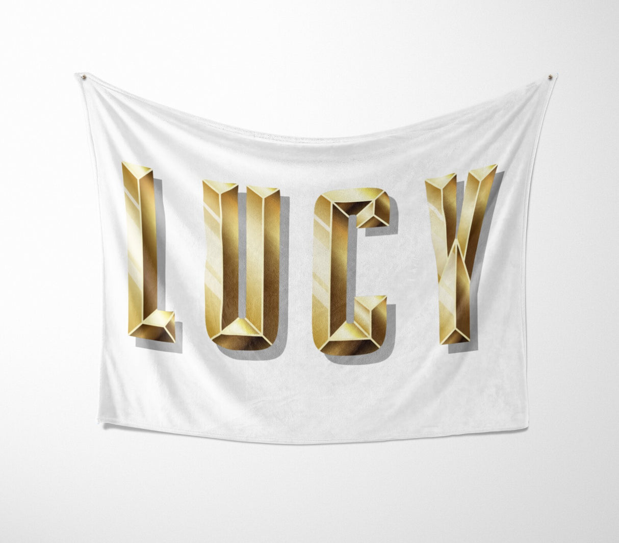 Personalised Name Any Name Gold Brick Letter Soft Fleece Mink Blanket Gift Decor