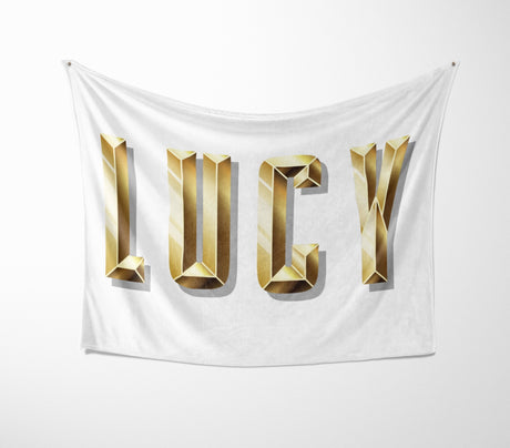 Personalised Name Any Name Gold Brick Letter Soft Fleece Mink Blanket Gift Decor