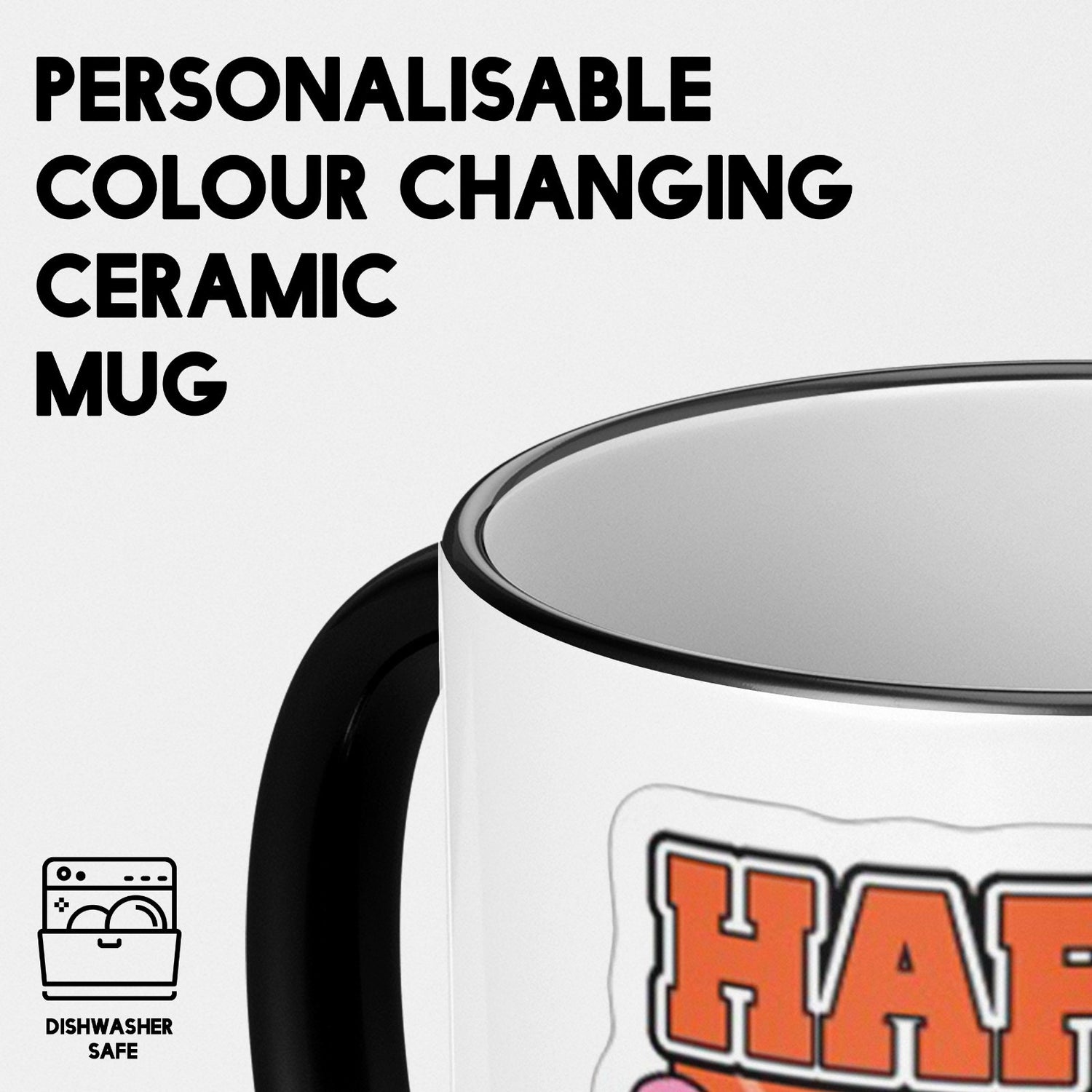 Happy Vibes Heat Sensitive Magic Colour Changing Mug Novelty Drink Cup