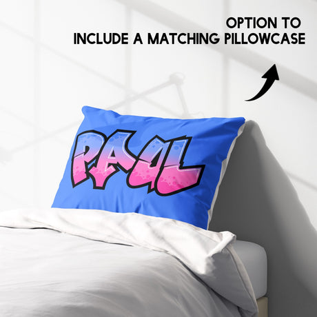 Personalised Any Name Urban Graffiti Soft Single Size Novelty Bed Duvet Cover