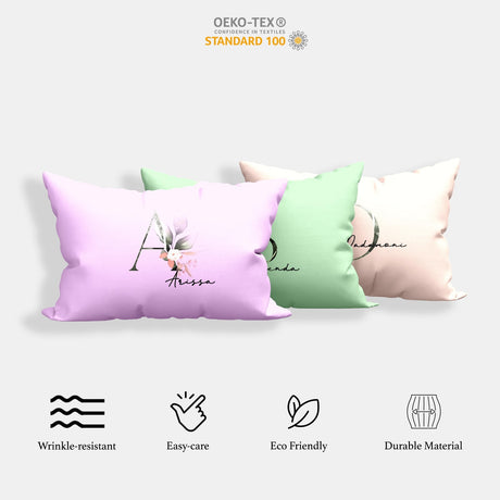 Personalised Name Botanical Blush Initial Single Bed Duvet Cover Pillowcase Set