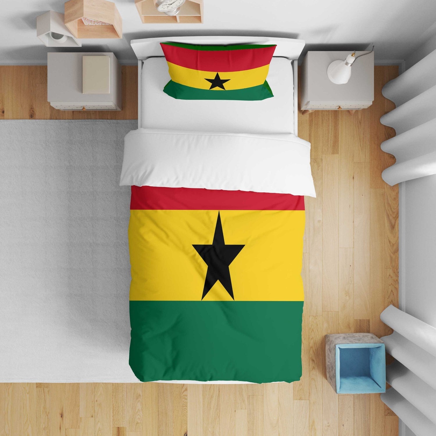 Ghana Flag Ghanaian Design Cot Bed - Duvet Cover Toddler Pillowcase Gift Custom
