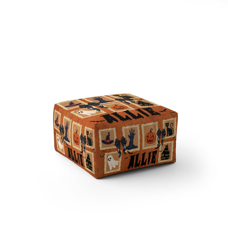 Halloween Spooky Personalised Custom Name Ottoman Filled Pouffe Washable Cover