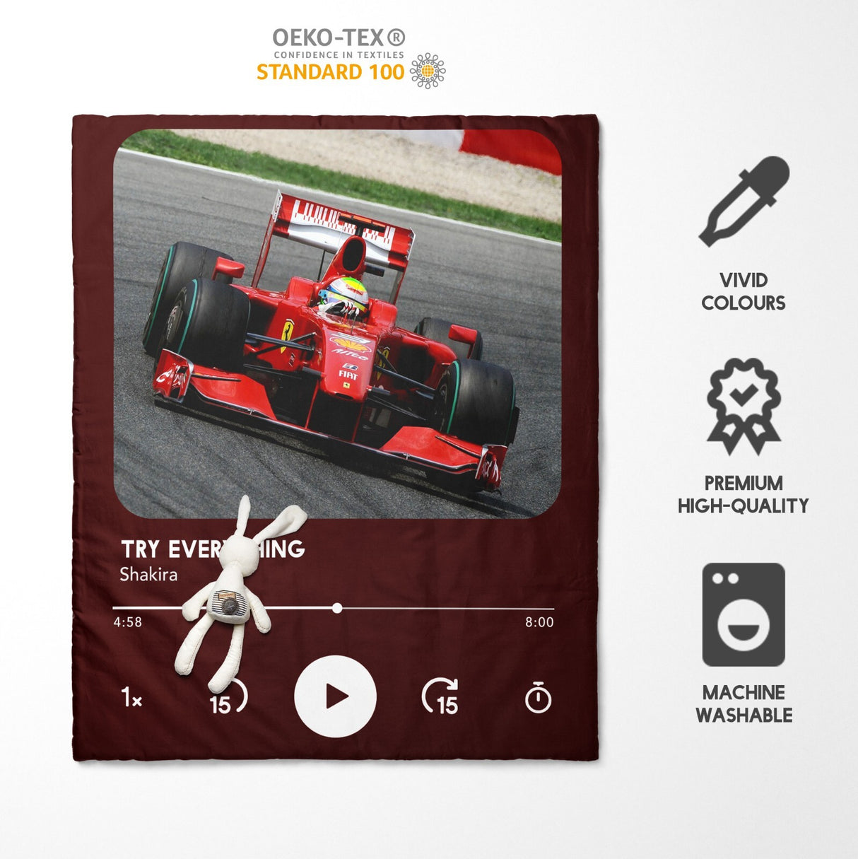 Upload Your Photo Music Player Custom Toddler Cot Bed Duvet Cover + Pillowcase