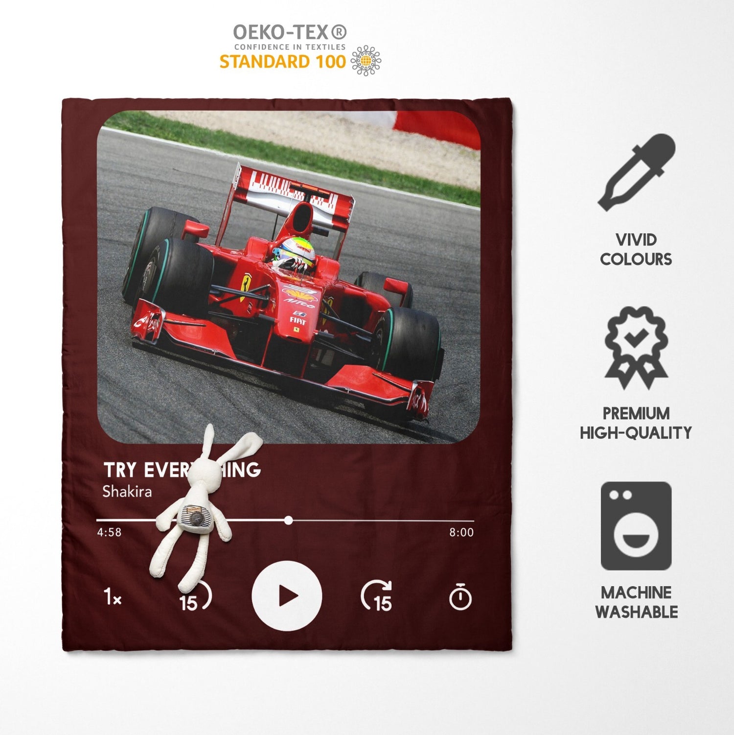 Upload Your Photo Music Player Custom Toddler Cot Bed Duvet Cover + Pillowcase