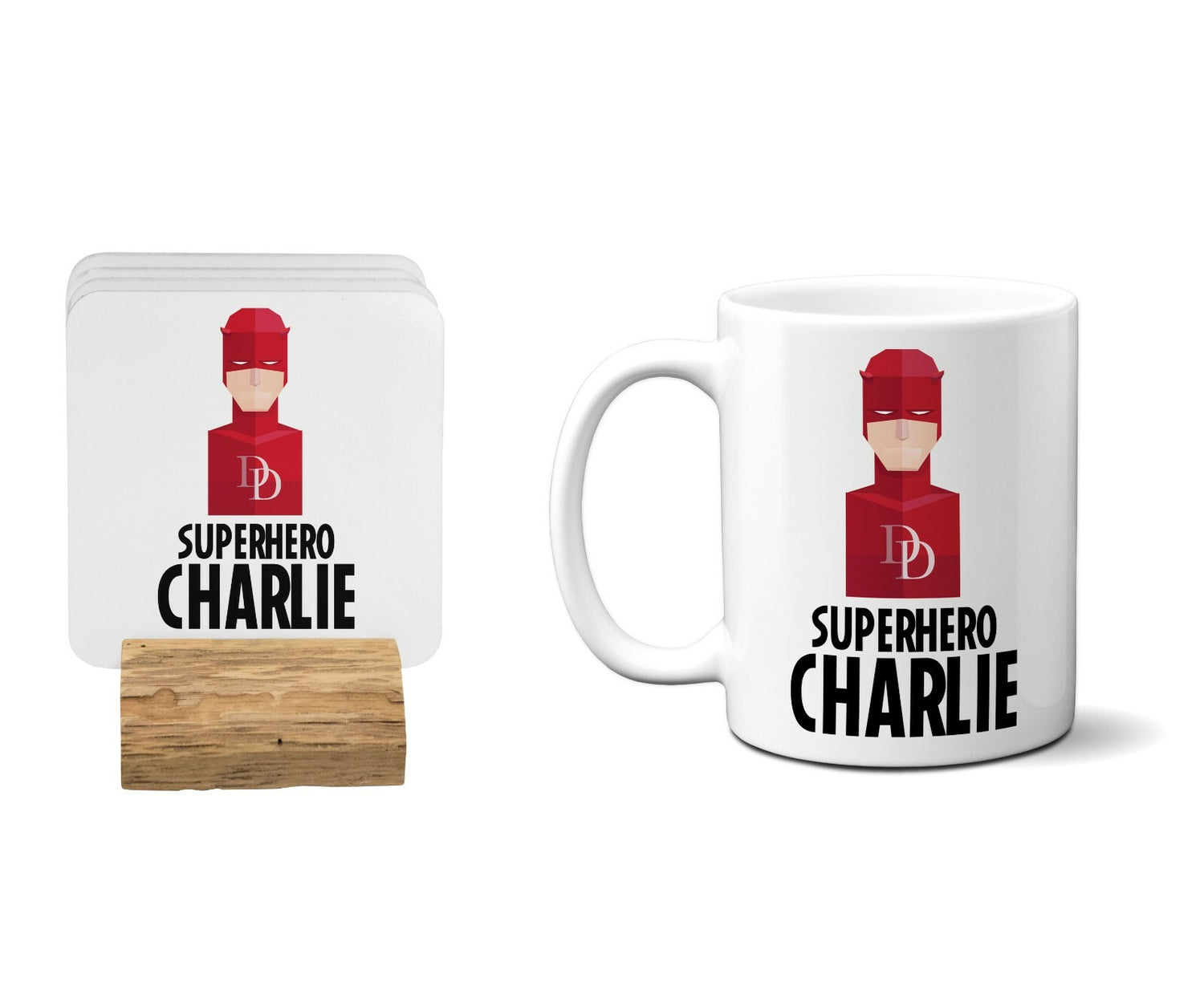 Superhero Personalised Name Kids Tea Coffee Drink Mug Gift Mug Set Coaster Cup