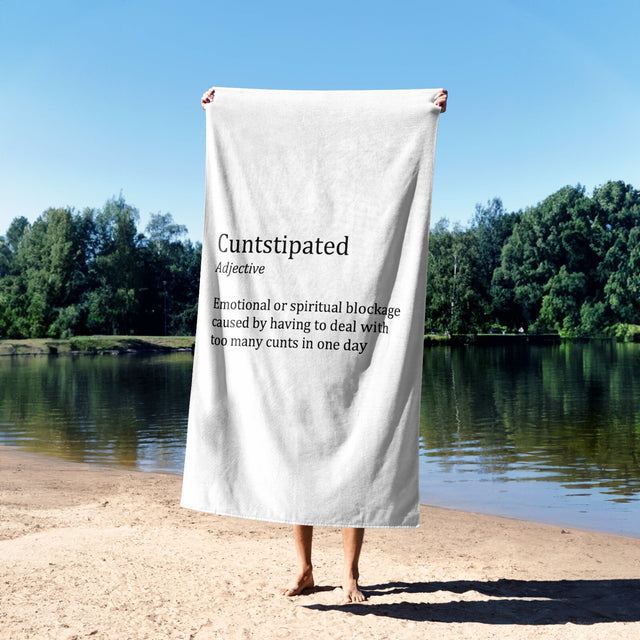 C*nstipated Rude Funny Joke Custom Made Coloured Novelty Beach Bath Sheet Towel