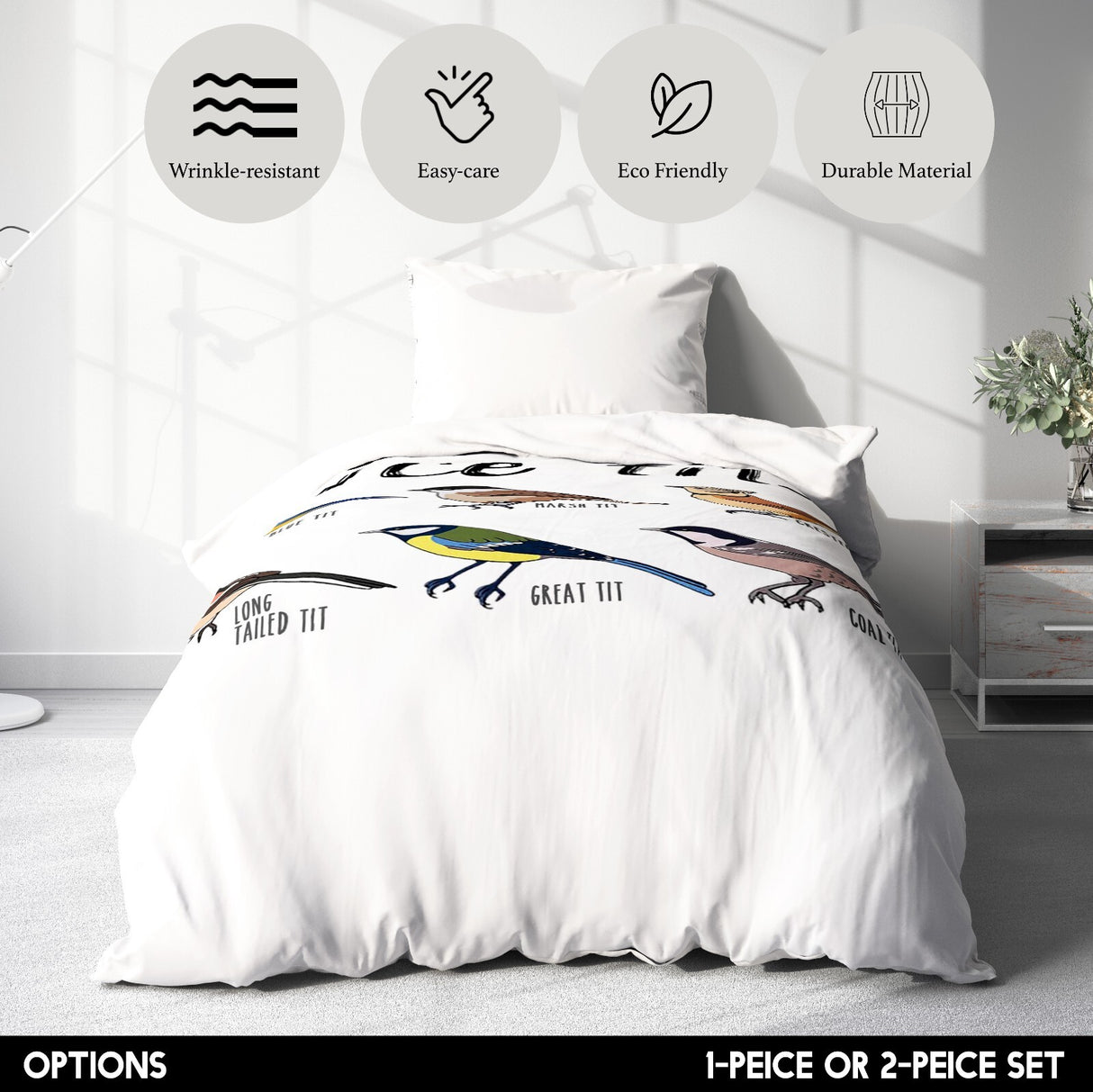 Nice Birds Bird Prank Funny Cheeky Novelty Single Bed Duvet Cover Set Pillowcase