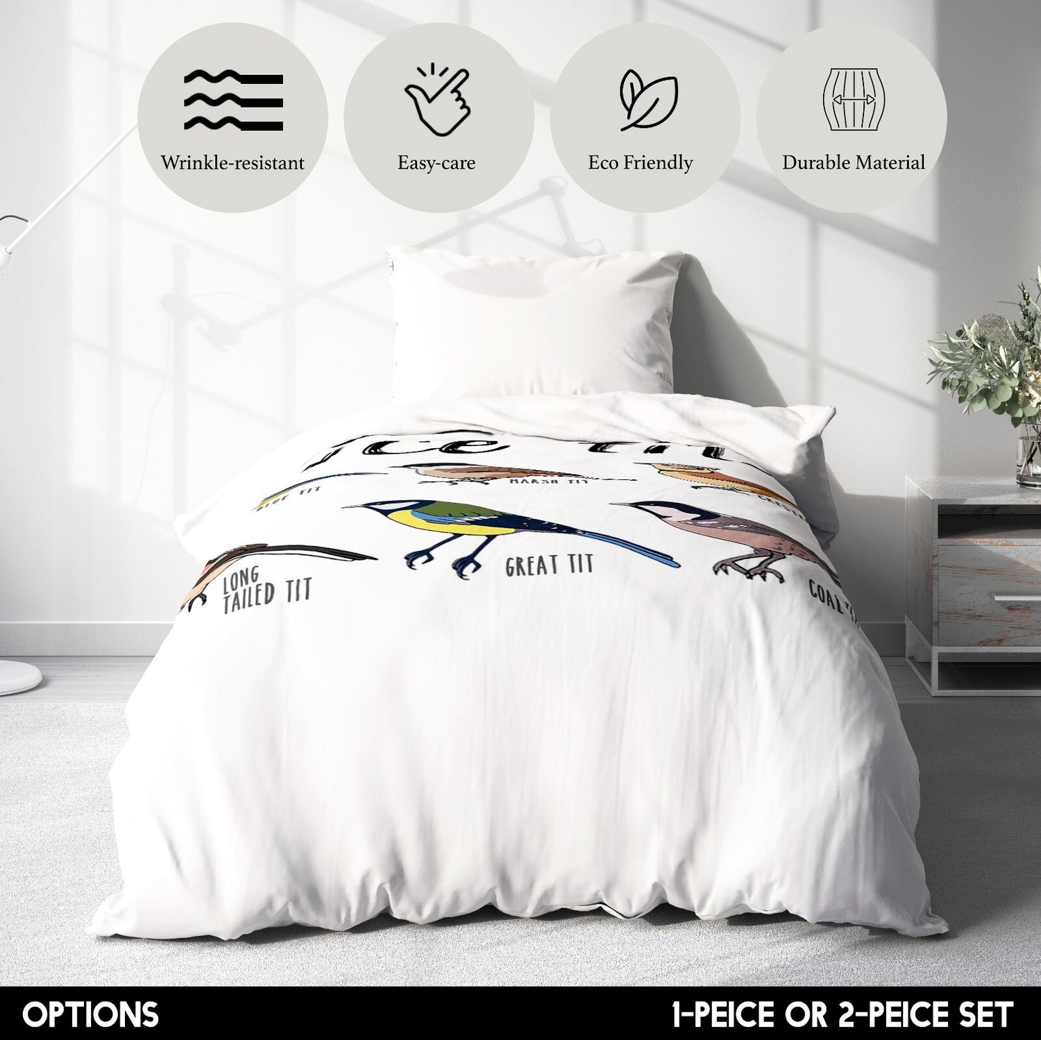 Nice Birds Bird Prank Funny Cheeky Novelty Single Bed Duvet Cover Set Pillowcase