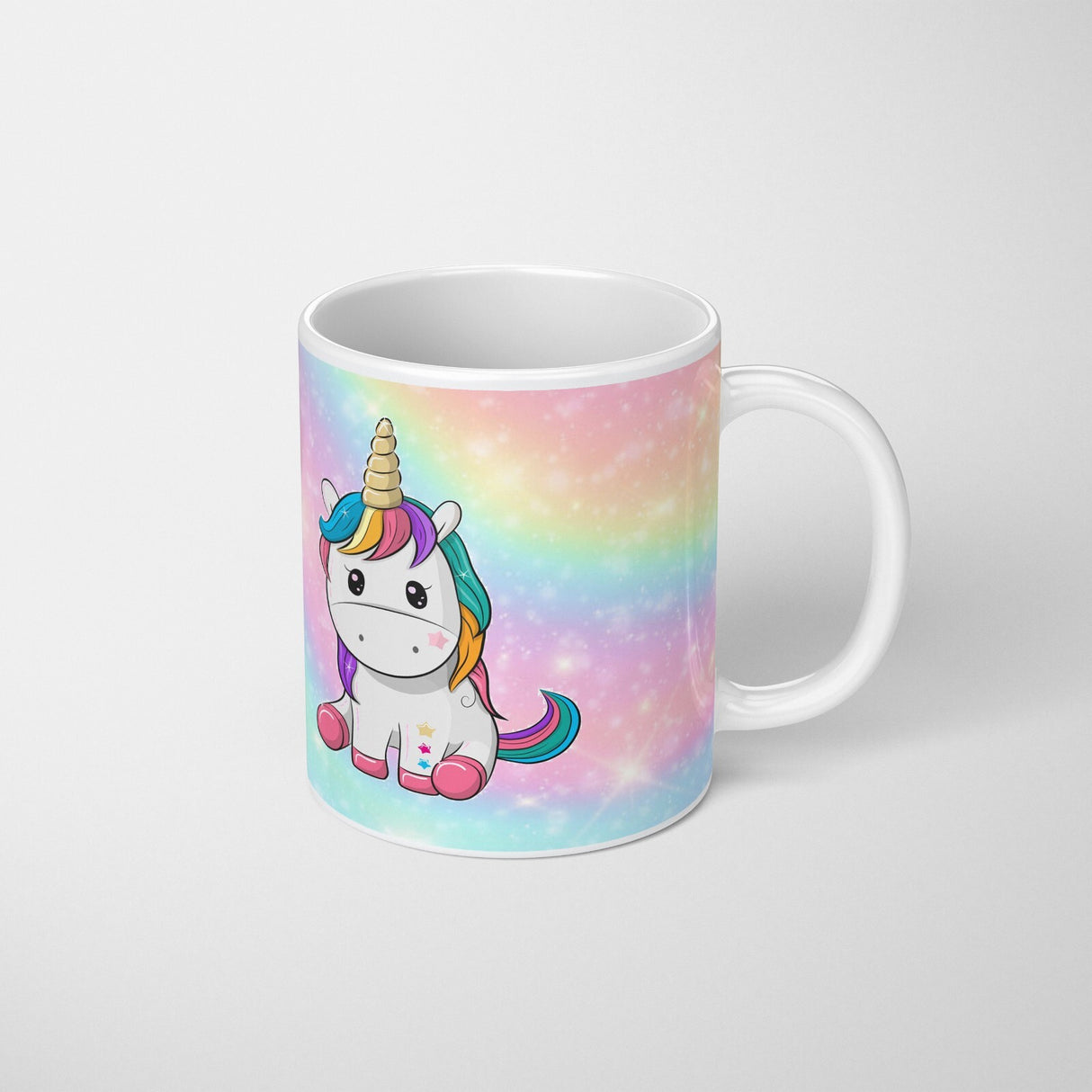 Personalised Custom Name Cute Rainbow Unicorn Mug & Coaster Set Gift for Kids