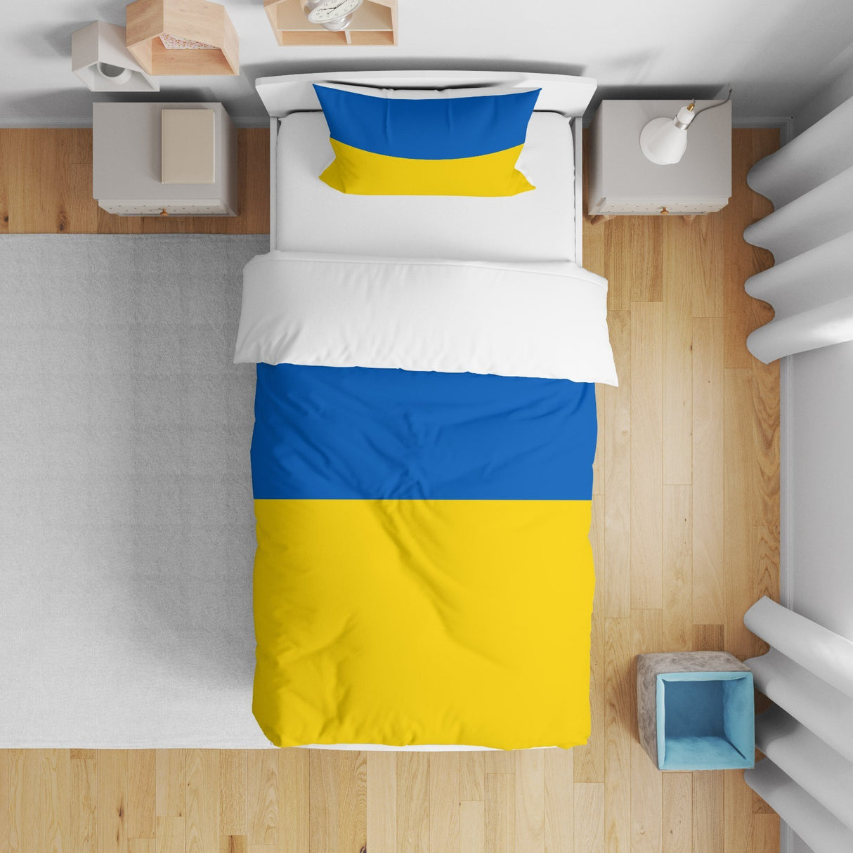 Ukraine Flag Design Cot Bed - Duvet Cover Toddler Pillowcase Cosy Gift Custom